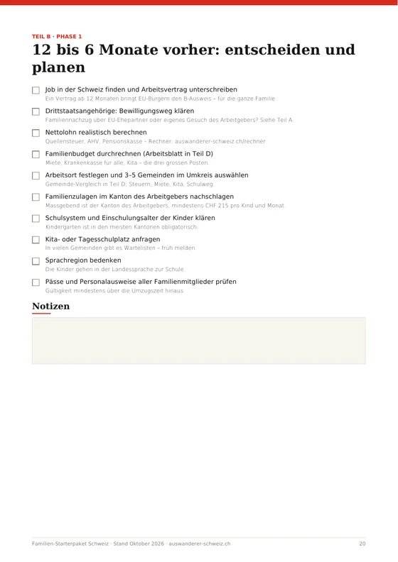 Checkliste 12 bis 6 Monate vorher